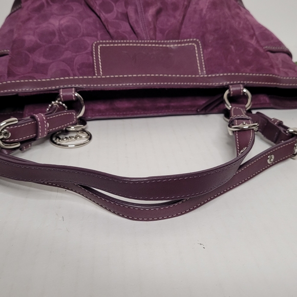 Coach Burgundy Suede Leather Logo Medium Satchel Handbag F0973-14000 - Picture 12 of 12